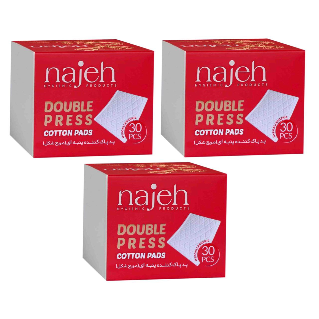 پد پاک کننده آرایش صورت ناژه مدل double press مجموعه 3 عددی