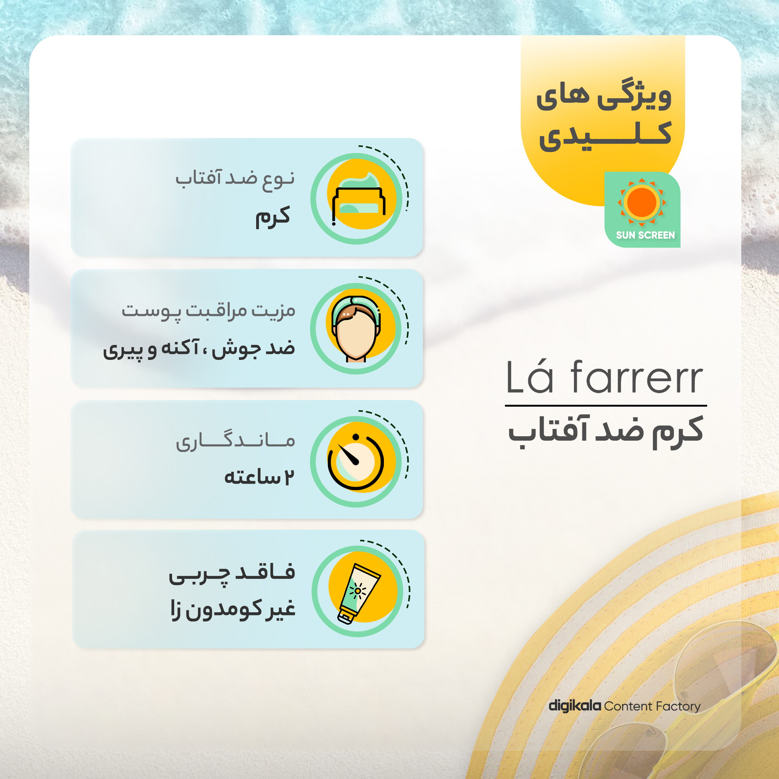 کرم ضدآفتاب رنگی لافارر مدل SPF40، مناسب پوستهای چرب، حجم 40 میلیلیتر