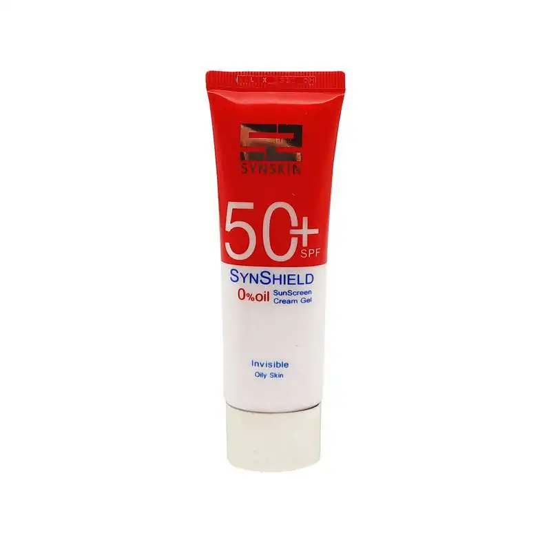 ژل کرم ضدآفتاب ساین اسکین بدون رنگ SPF50 مدل SynShield، مناسب پوستهای چرب، حجم 50 میلیلیتر